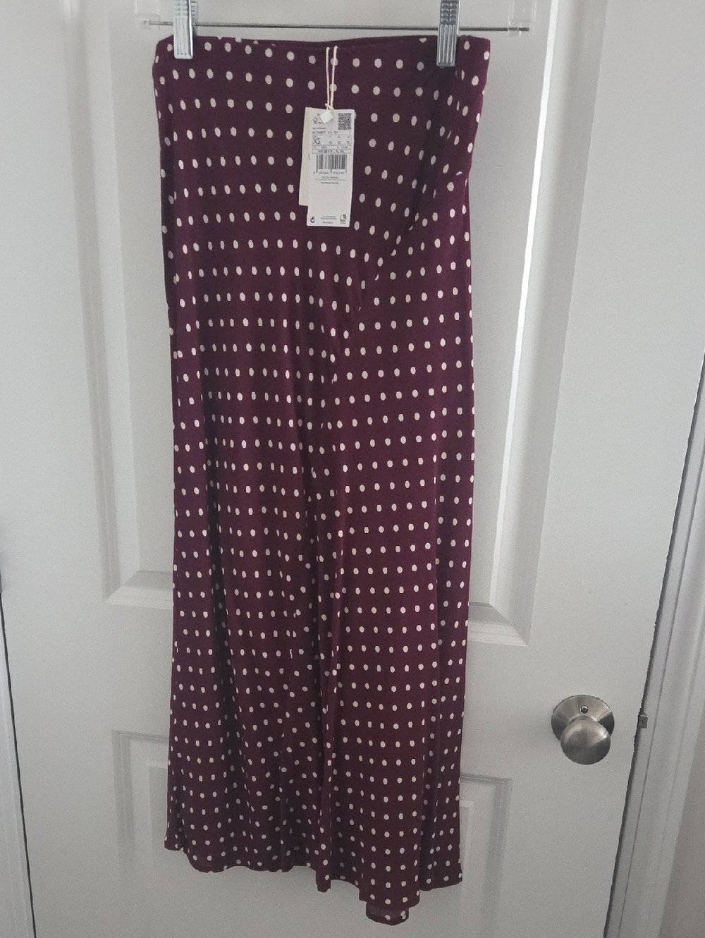 Mango Polka Dot Maxi Skirt in Burgundy and Cream Size XS NWT